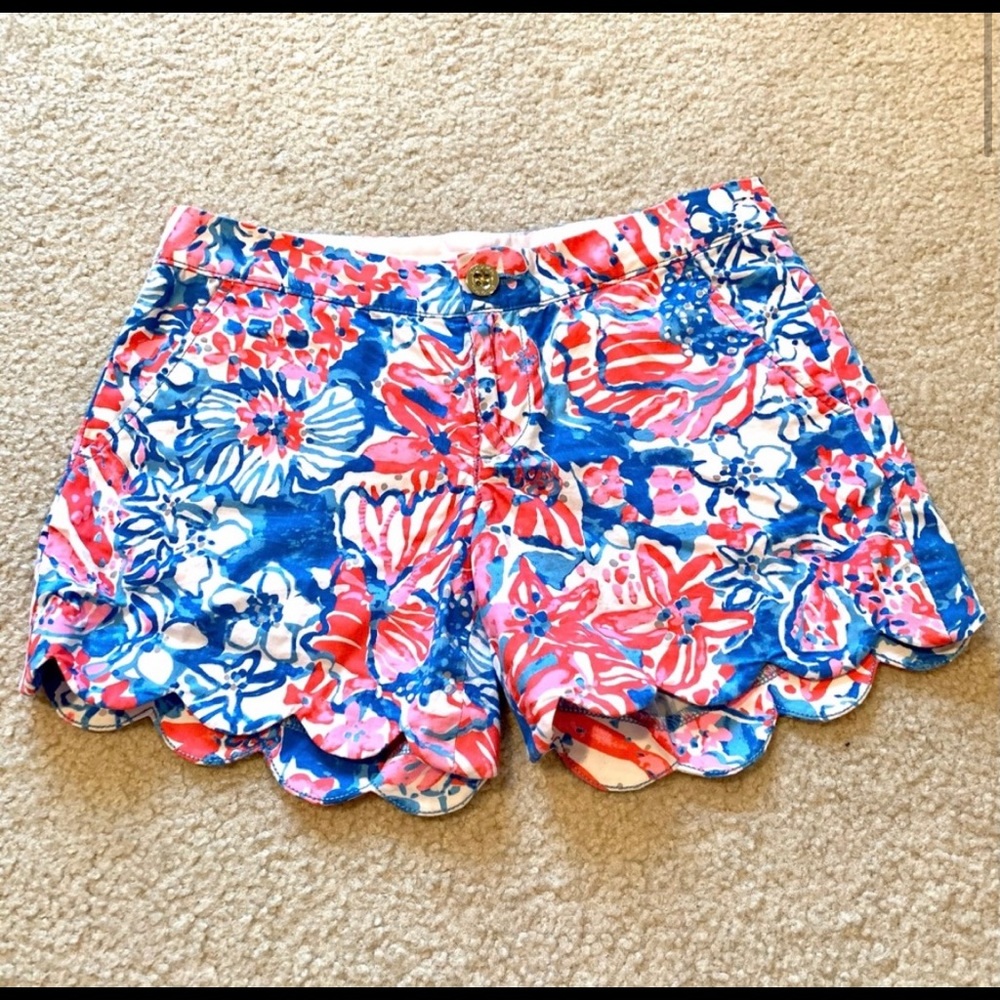 LILLY PULITZER Buttercup Scallop Hem Shorts—SZ. 0